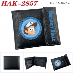 Gravity Falls Anime Litchi Pattern Hidden Buckle Half Fold Printed Wallet 12X10X2CM
