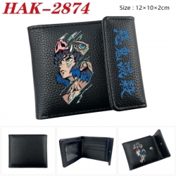 Demon Slayer Kimets Anime Litchi Pattern Hidden Buckle Half Fold Printed Wallet 12X10X2CM