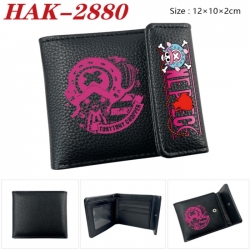 One Piece Anime Litchi Pattern Hidden Buckle Half Fold Printed Wallet 12X10X2CM