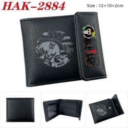 One Piece Anime Litchi Pattern Hidden Buckle Half Fold Printed Wallet 12X10X2CM