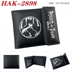 Shingeki no Kyojin Anime Litchi Pattern Hidden Buckle Half Fold Printed Wallet 12X10X2CM