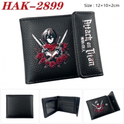 Shingeki no Kyojin Anime Litchi Pattern Hidden Buckle Half Fold Printed Wallet 12X10X2CM