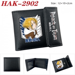 Shingeki no Kyojin Anime Litchi Pattern Hidden Buckle Half Fold Printed Wallet 12X10X2CM