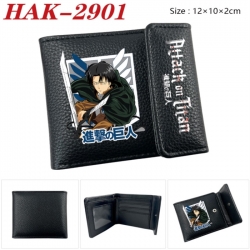 Shingeki no Kyojin Anime Litchi Pattern Hidden Buckle Half Fold Printed Wallet 12X10X2CM
