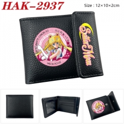 sailormoon Anime Litchi Pattern Hidden Buckle Half Fold Printed Wallet 12X10X2CM