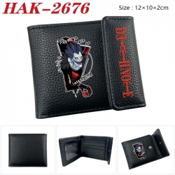 Death note Anime Litchi Pattern Hidden Buckle Half Fold Printed Wallet 12X10X2CM