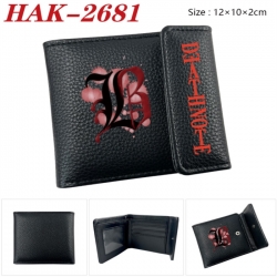 Death note Anime Litchi Pattern Hidden Buckle Half Fold Printed Wallet 12X10X2CM