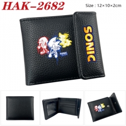 Sonic The Hedgehog  Anime Litchi Pattern Hidden Buckle Half Fold Printed Wallet 12X10X2CM