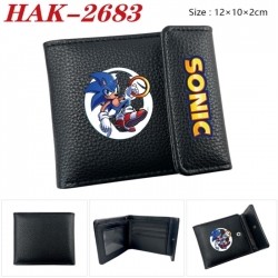 Sonic The Hedgehog  Anime Litchi Pattern Hidden Buckle Half Fold Printed Wallet 12X10X2CM