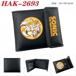 Sonic The Hedgehog  Anime Litchi Pattern Hidden Buckle Half Fold Printed Wallet 12X10X2CM