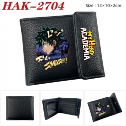 My Hero Academia Anime Litchi Pattern Hidden Buckle Half Fold Printed Wallet 12X10X2CM