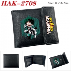 My Hero Academia Anime Litchi Pattern Hidden Buckle Half Fold Printed Wallet 12X10X2CM