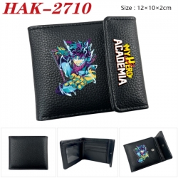 My Hero Academia Anime Litchi Pattern Hidden Buckle Half Fold Printed Wallet 12X10X2CM