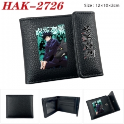 Jujutsu Kaisen Anime Litchi Pattern Hidden Buckle Half Fold Printed Wallet 12X10X2CM