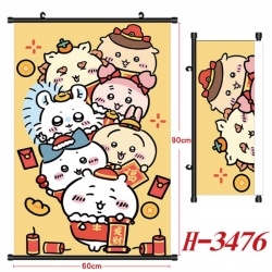 Chiikawa Anime Black Plastic Rod Canvas Painting Wall Scroll 60X90CM