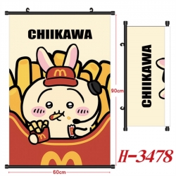 Chiikawa Anime Black Plastic Rod Canvas Painting Wall Scroll 60X90CM