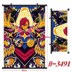 DANDADAN Anime Black Plastic Rod Canvas Painting Wall Scroll 60X90CM