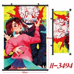 DANDADAN Anime Black Plastic Rod Canvas Painting Wall Scroll 60X90CM