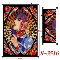 JoJos Bizarre Adventure Anime Black Plastic Rod Canvas Painting Wall Scroll 60X90CM