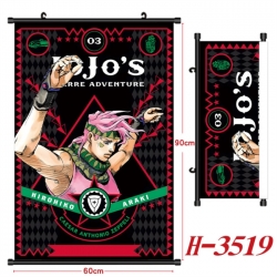 JoJos Bizarre Adventure Anime Black Plastic Rod Canvas Painting Wall Scroll 60X90CM