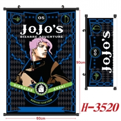 JoJos Bizarre Adventure Anime Black Plastic Rod Canvas Painting Wall Scroll 60X90CM