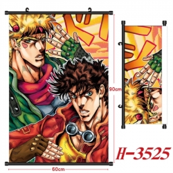 JoJos Bizarre Adventure Anime Black Plastic Rod Canvas Painting Wall Scroll 60X90CM