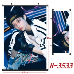 StrayKids Anime Black Plastic Rod Canvas Painting Wall Scroll 60X90CM