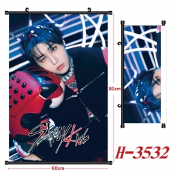 StrayKids Anime Black Plastic Rod Canvas Painting Wall Scroll 60X90CM