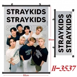 StrayKids Anime Black Plastic Rod Canvas Painting Wall Scroll 60X90CM