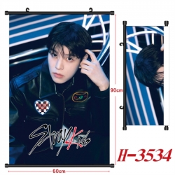 StrayKids Anime Black Plastic Rod Canvas Painting Wall Scroll 60X90CM