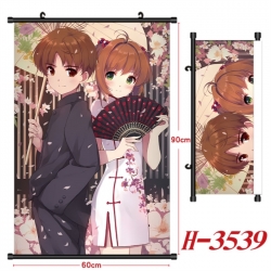 Card Captor Sakura Anime Black Plastic Rod Canvas Painting Wall Scroll 60X90CM