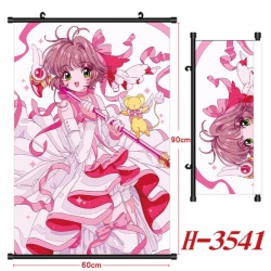 Card Captor Sakura Anime Black Plastic Rod Canvas Painting Wall Scroll 60X90CM