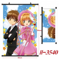 Card Captor Sakura Anime Black Plastic Rod Canvas Painting Wall Scroll 60X90CM