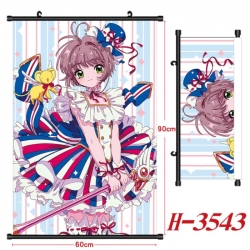 Card Captor Sakura Anime Black Plastic Rod Canvas Painting Wall Scroll 60X90CM
