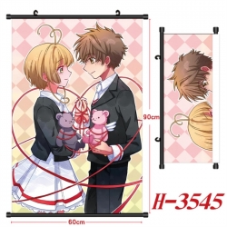 Card Captor Sakura Anime Black Plastic Rod Canvas Painting Wall Scroll 60X90CM