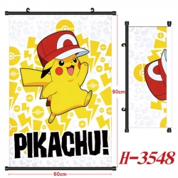 Pokemon Anime Black Plastic Rod Canvas Painting Wall Scroll 60X90CM