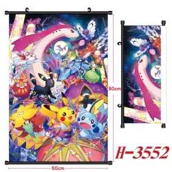 Pokemon Anime Black Plastic Rod Canvas Painting Wall Scroll 60X90CM