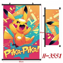 Pokemon Anime Black Plastic Rod Canvas Painting Wall Scroll 60X90CM