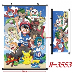 Pokemon Anime Black Plastic Rod Canvas Painting Wall Scroll 60X90CM