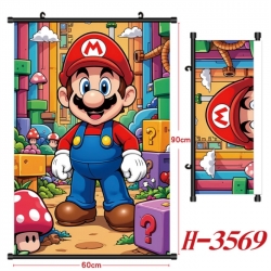 Super Mario Anime Black Plastic Rod Canvas Painting Wall Scroll 60X90CM