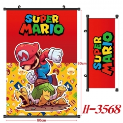 Super Mario Anime Black Plastic Rod Canvas Painting Wall Scroll 60X90CM