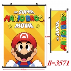 Super Mario Anime Black Plastic Rod Canvas Painting Wall Scroll 60X90CM