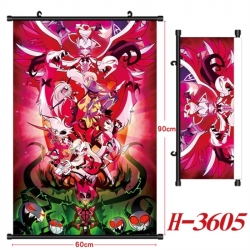 Hazbin Hotel Anime Black Plastic Rod Canvas Painting Wall Scroll 60X90CM