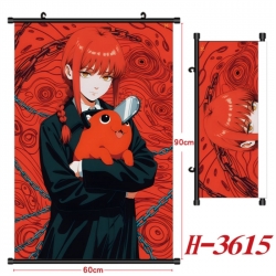 Chainsaw Man Anime Black Plastic Rod Canvas Painting Wall Scroll 60X90CM