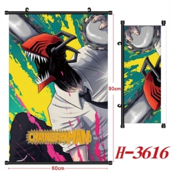 Chainsaw Man Anime Black Plastic Rod Canvas Painting Wall Scroll 60X90CM