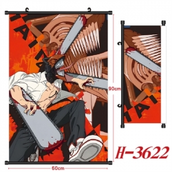 Chainsaw Man Anime Black Plastic Rod Canvas Painting Wall Scroll 60X90CM