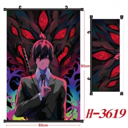 Chainsaw Man Anime Black Plastic Rod Canvas Painting Wall Scroll 60X90CM