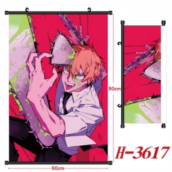 Chainsaw Man Anime Black Plastic Rod Canvas Painting Wall Scroll 60X90CM