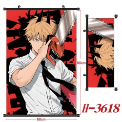 Chainsaw Man Anime Black Plastic Rod Canvas Painting Wall Scroll 60X90CM