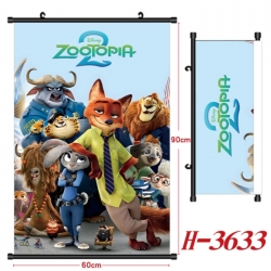 Zootopia Anime Black Plastic Rod Canvas Painting Wall Scroll 60X90CM